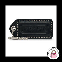 Load image into Gallery viewer, COACH Y2K VINTAGE Hang Tag 2" Black Leather Nickel Bag Charm Keychain Fob Medium