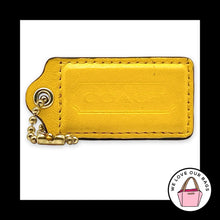 Load image into Gallery viewer, COACH HANG TAG 2.5" Yellow Smooth Leather Bag Charm Keychain Fob Brass Large