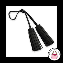Load image into Gallery viewer, COACH LEGACY Black Leather Double Tassel Strap Bag Charm Hang Tag Keychain Fob