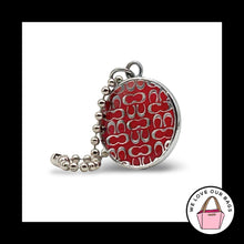 Load image into Gallery viewer, COACH Y2K VINTAGE Red Silver Round Signature Disc Bag Charm HangTag Keychain Fob