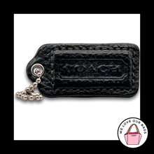 Load image into Gallery viewer, COACH HANG TAG Bag Charm Keychain Fob Black Pebbled Leather Nickel 2" Medium