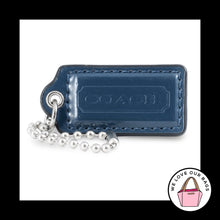 Load image into Gallery viewer, COACH HANG TAG 2" Blue Patent Leather Bag Charm Keychain Fob Nickel Medium