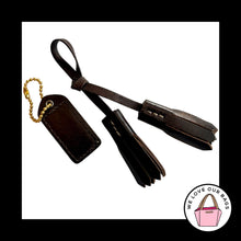 Load image into Gallery viewer, 2 Lot VINTAGE Y2K COACH Dark Brown Leather Tassel HangTag Bag Charm Keychain Fob
