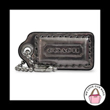 Load image into Gallery viewer, COACH POPPY HANG TAG 1.5" Dark Silver Mirrored Leather Bag Charm Keychain Fob