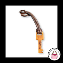 Load image into Gallery viewer, FOSSIL KEY Amber Acrylic Plastic Brown Leather Strap Bag Charm Hang Tag Fob