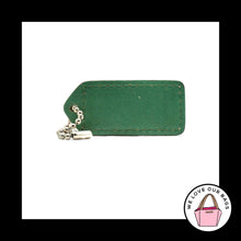 Load image into Gallery viewer, 2" VINTAGE COACH Saddle & Green Leather Nickel Fob Bag Charm Keychain Hang Tag