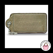 Load image into Gallery viewer, 3.5" XL COACH Taupe Tan Patent & Gray Leather Fob Bag Charm Keychain Hang Tag