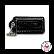 Load image into Gallery viewer, COACH HANG TAG 2" Bag Charm Keychain Fob Black Smooth Leather Nickel Medium