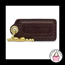 Load image into Gallery viewer, COACH HANG TAG 2" Chocolate Brown Leather Brass Bag Charm Keychain Fob Medium
