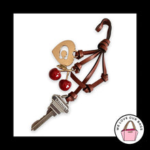 Load image into Gallery viewer, New COACH TERI CHARM Cherry Key Heart Leather Strap Hang Tag Fob Loved Denim Bag