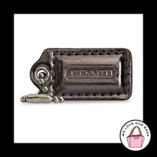 Load image into Gallery viewer, COACH POPPY HANG TAG 1.5" Silver Mirrored Leather Nickel Bag Charm Keychain Fob