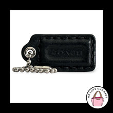 Load image into Gallery viewer, COACH HANG TAG 1.5" Black Smooth Leather Bag Charm Keychain Fob Nickel Small