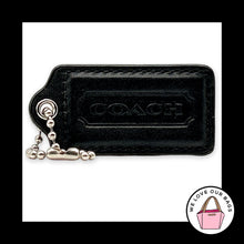 Load image into Gallery viewer, COACH HANG TAG 2.5" Black Smooth Leather Bag Charm Keychain Fob Nickel Large