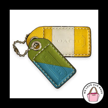 Load image into Gallery viewer, Lot COACH VINTAGE XL HangTag Stripe Green Blue Yellow Leather Bag Charm Keychain