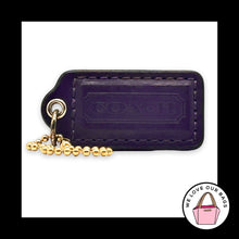 Load image into Gallery viewer, COACH HANG TAG 2" Purple Patent Leather Bag Charm Keychain Fob Brass Medium
