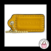 Load image into Gallery viewer, COACH HANG TAG 2" Yellow Smooth Leather Bag Charm Keychain Fob Brass Medium