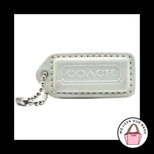 Load image into Gallery viewer, 2" VINTAGE COACH White & Natural Leather Nickel Fob Bag Charm Keychain Hang Tag