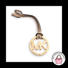 Load image into Gallery viewer, MICHAEL KORS Bag Charm Gold Brass Tan Leather Strap Loop Hang Tag Keychain Fob