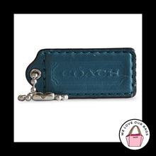 Load image into Gallery viewer, COACH HANG TAG 2.25" Blue Smooth Leather Bag Charm Keychain Fob Nickel Large