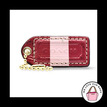 Load image into Gallery viewer, 2" Medium VINTAGE Y2K COACH Pink Stripe Leather Fob Bag Charm Keychain Hang Tag