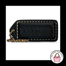Load image into Gallery viewer, COACH Y2K VINTAGE Hang Tag 2" Black Leather Antique Brass Bag Charm Keychain Fob