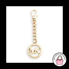 Load image into Gallery viewer, MICHAEL KORS Bag Charm Hang Tag MK Logo Chain Gold Brass Metal Keychain Fob