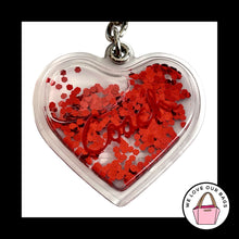 Load image into Gallery viewer, New Rare COACH POPPY Heart SNOWGLOBE Liquid Red Glitter Keychain Bag Charm Fob