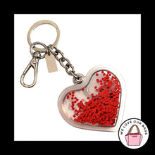 Load image into Gallery viewer, New Rare COACH POPPY Heart SNOWGLOBE Liquid Red Glitter Keychain Bag Charm Fob