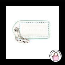 Load image into Gallery viewer, 2" Medium COACH White & Blue Leather Nickel Key Fob Bag Charm Keychain Hang Tag
