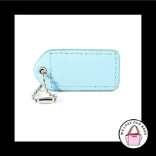 Load image into Gallery viewer, 2" Medium COACH White & Blue Leather Nickel Key Fob Bag Charm Keychain Hang Tag