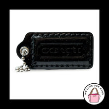 Load image into Gallery viewer, COACH HANG TAG 2" Black Patent Leather Bag Charm Keychain Fob Nickel Medium