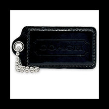 Load image into Gallery viewer, Huge COACH HANG TAG 3.5" Black Patent Leather Bag Charm Keychain Fob X-Large