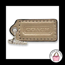 Load image into Gallery viewer, COACH HANG TAG 2" Bag Charm Keychain Fob Light Gold Leather Nickel Medium
