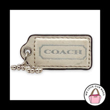 Load image into Gallery viewer, Rare COACH HANG TAG 2" White Silver Leather Bag Charm Keychain Fob Nickel Medium