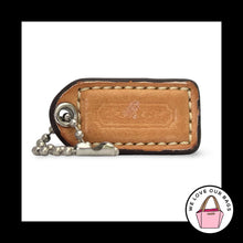 Load image into Gallery viewer, COACH Y2K VINTAGE HangTag 1.5" Saddle Brown White Leather Bag Charm Keychain Fob