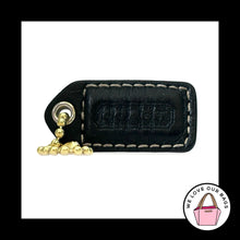 Load image into Gallery viewer, COACH Y2K VINTAGE Hang Tag 1.5" Black Leather Brass Bag Charm Keychain Fob Small