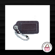 Load image into Gallery viewer, 1.5" Small COACH BROWN LEATHER NICKEL KEY FOB CHARM KEYCHAIN HANG TAG WRISTLET