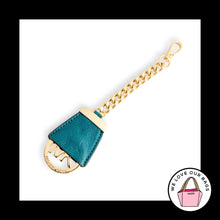 Load image into Gallery viewer, New MICHAEL KORS Gold Brass Chain Green Leather Bag Charm Hang Tag Keychain Fob