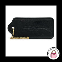 Load image into Gallery viewer, COACH HANG TAG 2.25" Black Smooth Leather Brass Bag Charm Keychain Fob New York