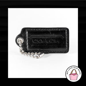 2.5" Large COACH BLACK LEATHER Nickel Key Fob Bag Charm Keychain Hang Tag