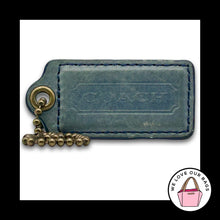 Load image into Gallery viewer, 65th Anniversary COACH HANG TAG Bag Charm Keychain Fob Blue Leather Brass 2.5"