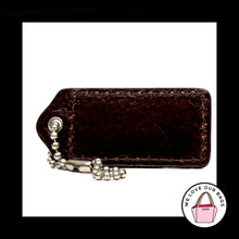 Load image into Gallery viewer, 2" Medium COACH White Brown LEATHER Nickel Key Fob Bag Charm Keychain Hang Tag
