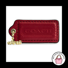 Load image into Gallery viewer, COACH HANG TAG 2.25" Red Smooth Leather Bag Charm Keychain Fob Brass Large