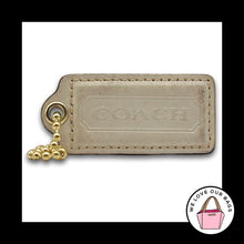 Load image into Gallery viewer, COACH HANG TAG Bag Charm Keychain Fob Off White Cream Leather Brass 2.25" Large