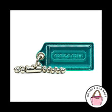 Load image into Gallery viewer, Rare Small COACH Aqua Silver MIRRORED PLASTIC Fob Bag Charm Keychain Hang Tag
