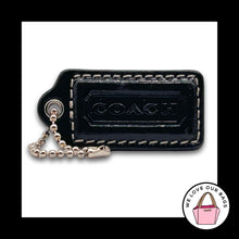 Load image into Gallery viewer, COACH HANG TAG Bag Charm Keychain Fob Black Patent Leather Nickel 2" Medium