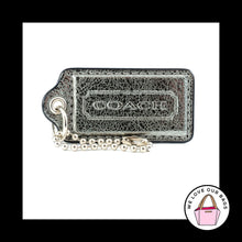 Load image into Gallery viewer, 2.5" Large COACH Dark Silver Crackle Leather Key Fob Bag Charm Keychain Hang Tag