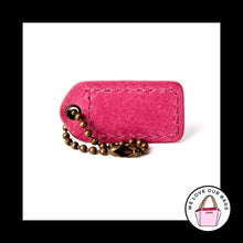 Load image into Gallery viewer, 1.5" COACH Pink Patent LEATHER Antique Brass Key Fob Bag Charm Keychain Hang Tag