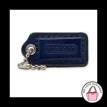 Load image into Gallery viewer, COACH HANG TAG 1.5" Blue Patent Leather Bag Charm Keychain Fob Nickel Small