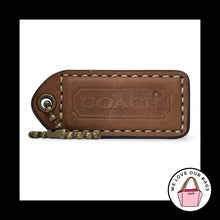 Load image into Gallery viewer, COACH Y2K VINTAGE Hang Tag 2" Brown Leather Antique Brass Bag Charm Keychain Fob